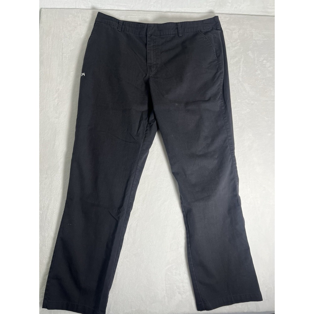 Tesla SLR Men's Pants 42x34 Black Flat Front Straight Leg Chino TSL8414